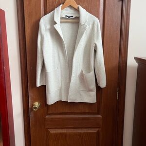 Quince organic cotton Cream Open-Front Sweater/blazer